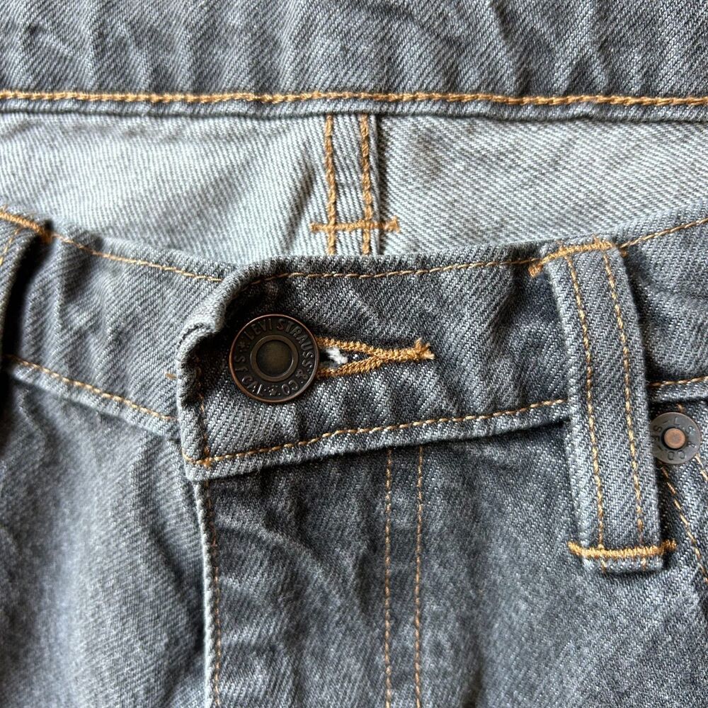 Levi's Super Baggy Denim Jeans 30x34 Gray Drawstring Skater Wide Leg Loose 90s - Picture 3 of 10